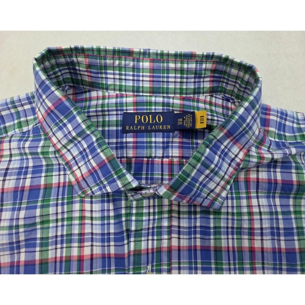 Polo Ralph Lauren Shirt Men 2XB Big Plaid LIMITED USE Button Up Long Sleeve